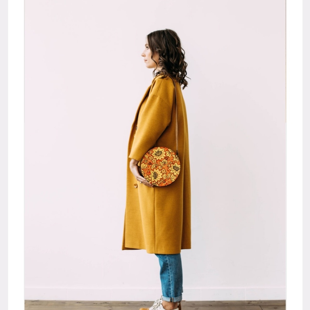 Little Birds hand painted leather round purse